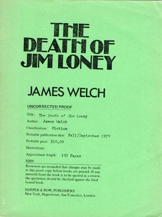 [Book #28112] The Death of Jim Loney. James WELCH