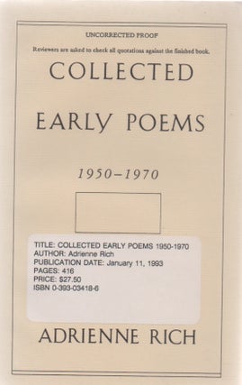 [Book #28735] Collected Early Poems, 1950-1970. Adrienne RICH