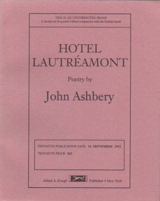 [Book #28773] Hotel Lautreamont. John ASHBERY
