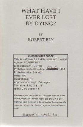 [Book #28789] What Have I Ever Lost By Dying? Robert BLY