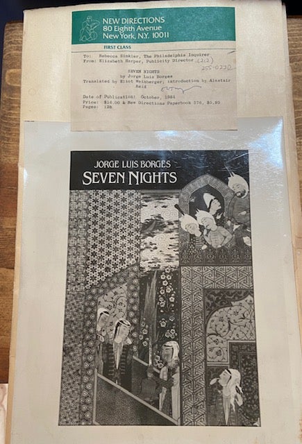 [Book #28875] Seven Nights. Jorge Luis BORGES, Eliot Weinberger, Signed.