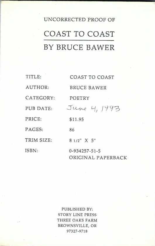 [Book #29047] Coast to Coast. Bruce BAWER.
