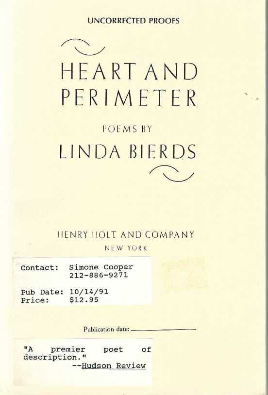 [Book #29059] Heart and Perimeter. Linda BIERDS.