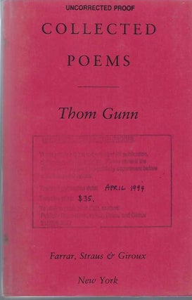 [Book #29160] Collected Poems. Thom GUNN