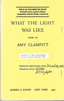[Book #29169] Where the Light Was Like. Amy CLAMPITT